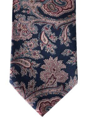 Barrington 100% Silk Mens Tie Necktie Red & Blue Paisley